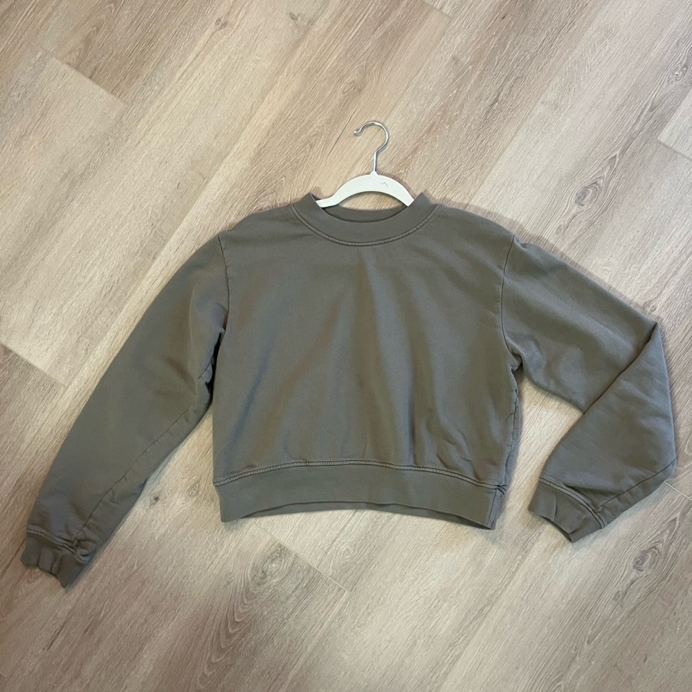 Cotton Citizen Light Olive Milan Cropped Sweatshirt
